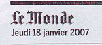 Le Monde 18 janvier 2007